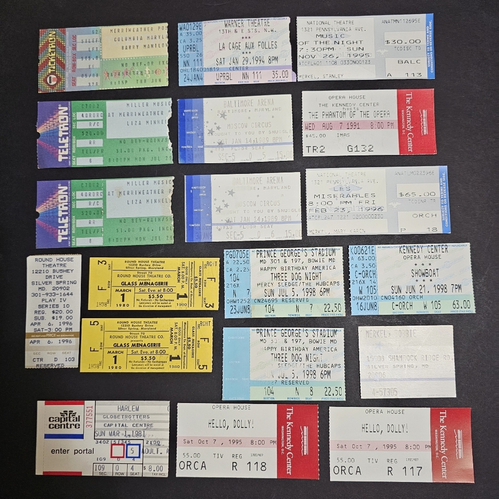 Concert Theatre Ticket Stub lot 19 Barry Manilow Liza Minnelli Three Dog Night